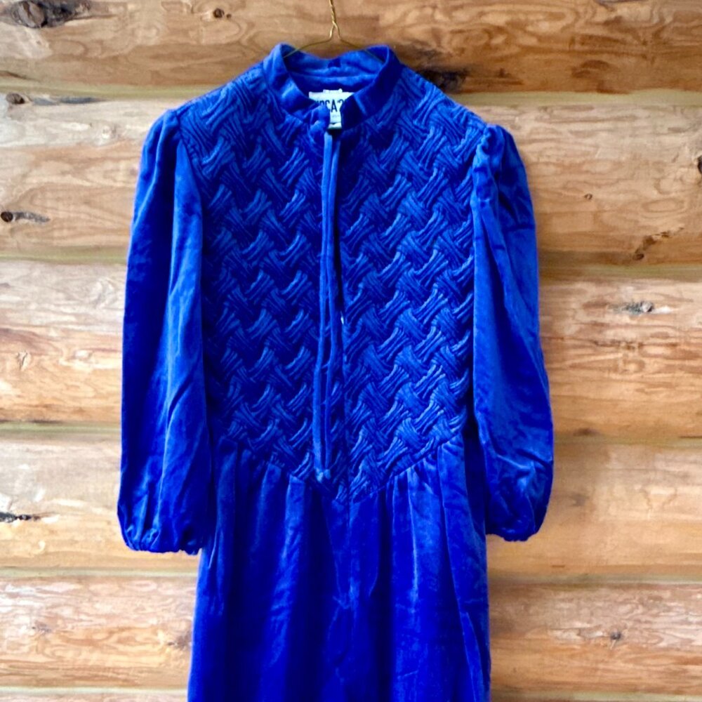 Vintage Blue Velvet Night Robe